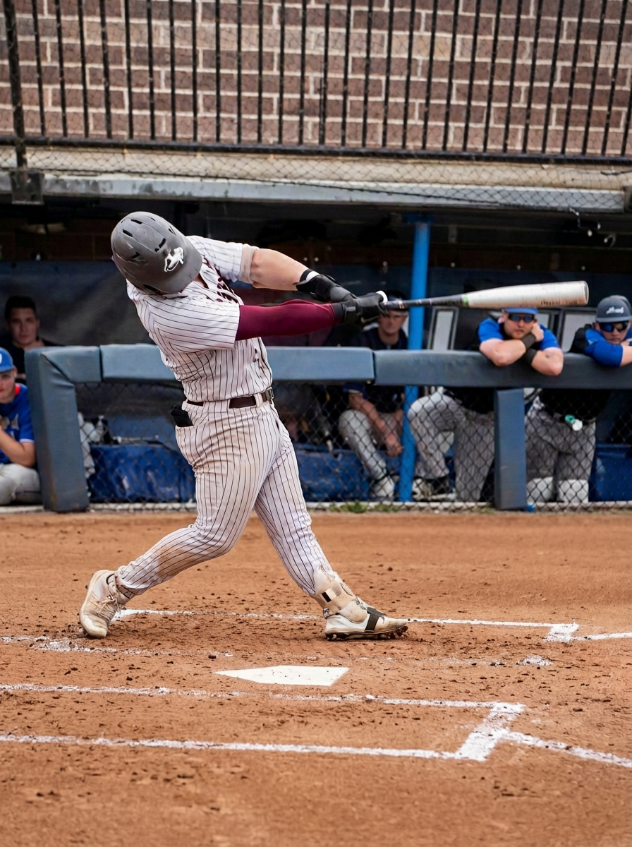 Hitter mid-swing at the plate